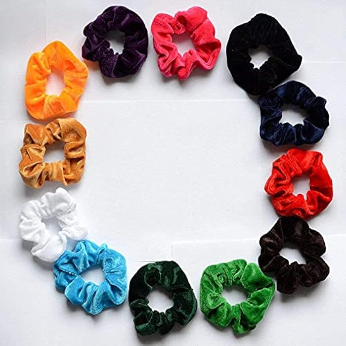 KaLaiXing Elastic Velvet Bobble Hair Scrunchy Bands Ponytail Holder -Set of 12 Pieces - Image 1